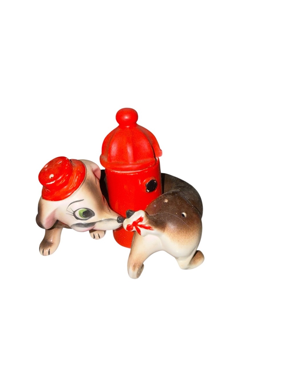 Vintage Red Fire Hydrant Dog Salt and Pepper Shakers